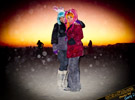 Burning Man girls sunrise
